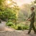 Older adult practicing tai chi walking for balance and fall prevention