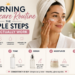 Morning skincare routine products including cleanser, moisturizer, and sunscreen on a counter
