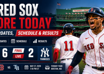 Boston Red Sox players on the field during a live MLB game