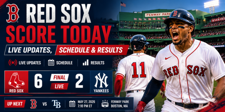 Boston Red Sox players on the field during a live MLB game