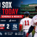 Boston Red Sox players on the field during a live MLB game
