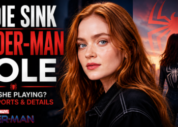 Sadie Sink smiling at the Spider-Man: Brand New Day movie premiere red carpet