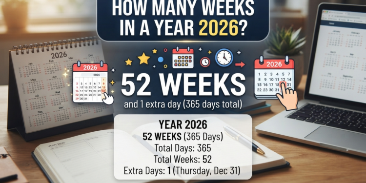 How many weeks in a year explained with a 52-week calendar